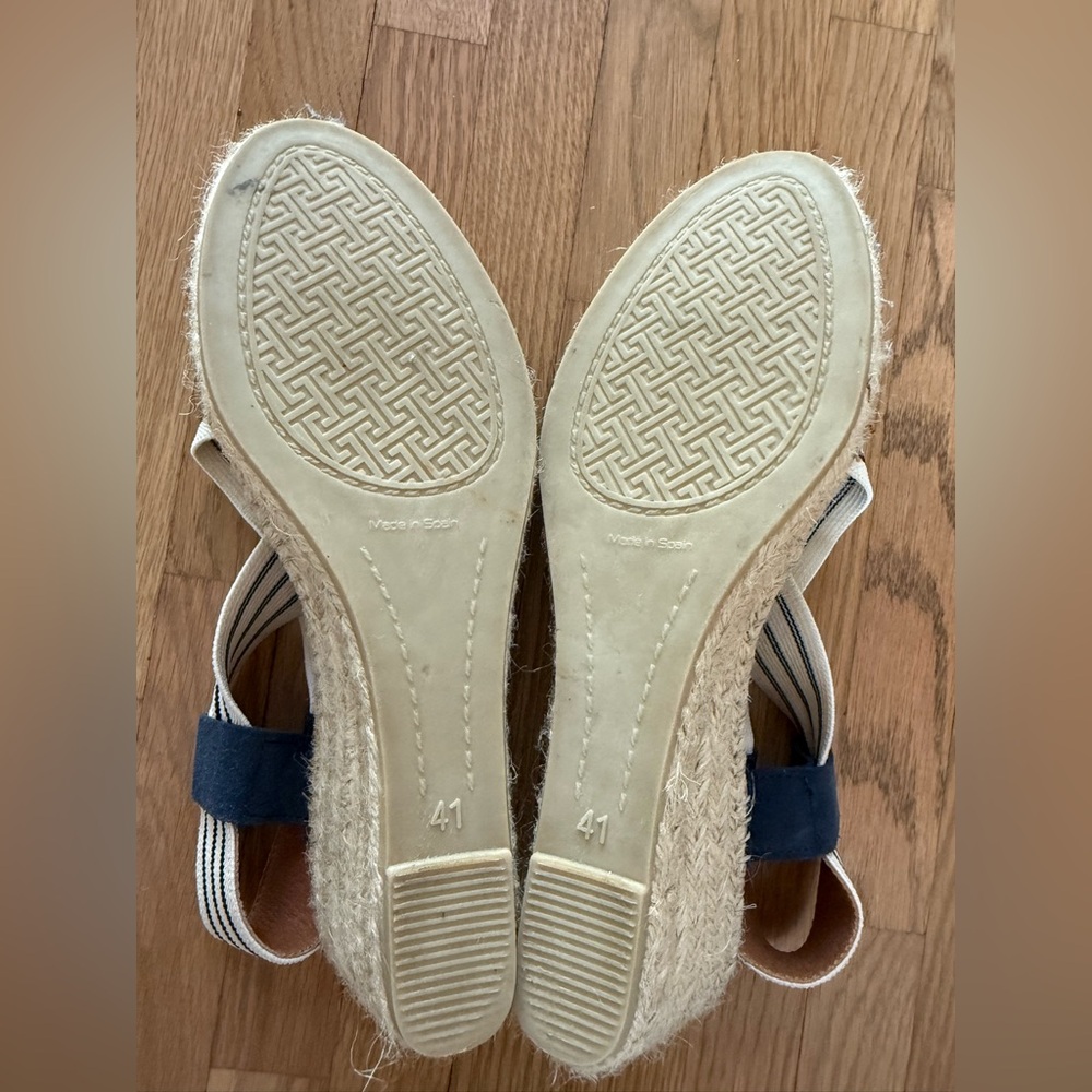 Toni Pons Navy and White Striped Espadrille Wedge Sandals size 41 - Picture 3 of 4